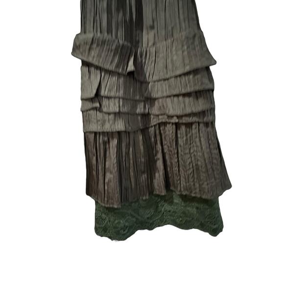 Cache Women's Green Cotton Blend Fringe Detail Midi Skirt Size 8 - Picture 6 of 9